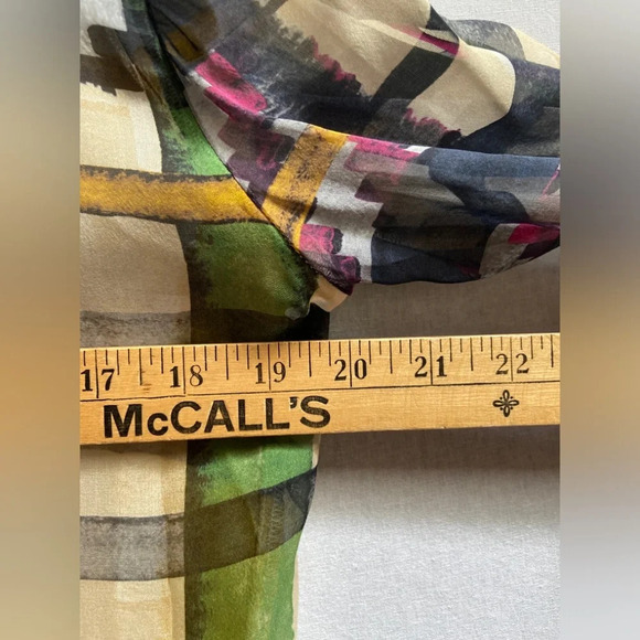 Luisa Cerano 100% Silk colour block checkered blouse Sz 6 - Picture 11 of 11